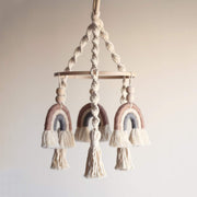 Neutral Baby Crib Mobile Nursery  Macrame Rainbow Baby