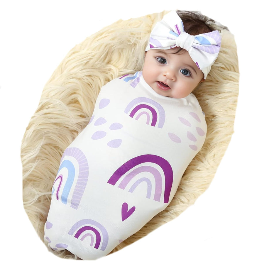 Newborn Receiving Blanket Swaddle and Headband Set