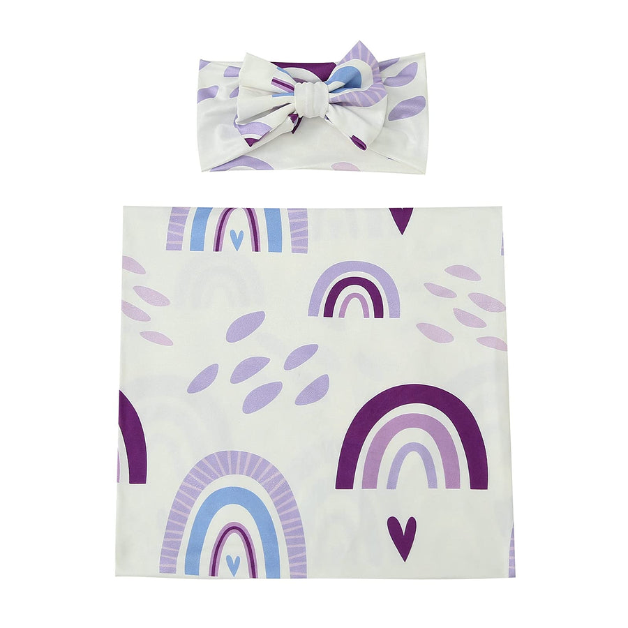 Newborn Receiving Blanket Swaddle and Headband Set