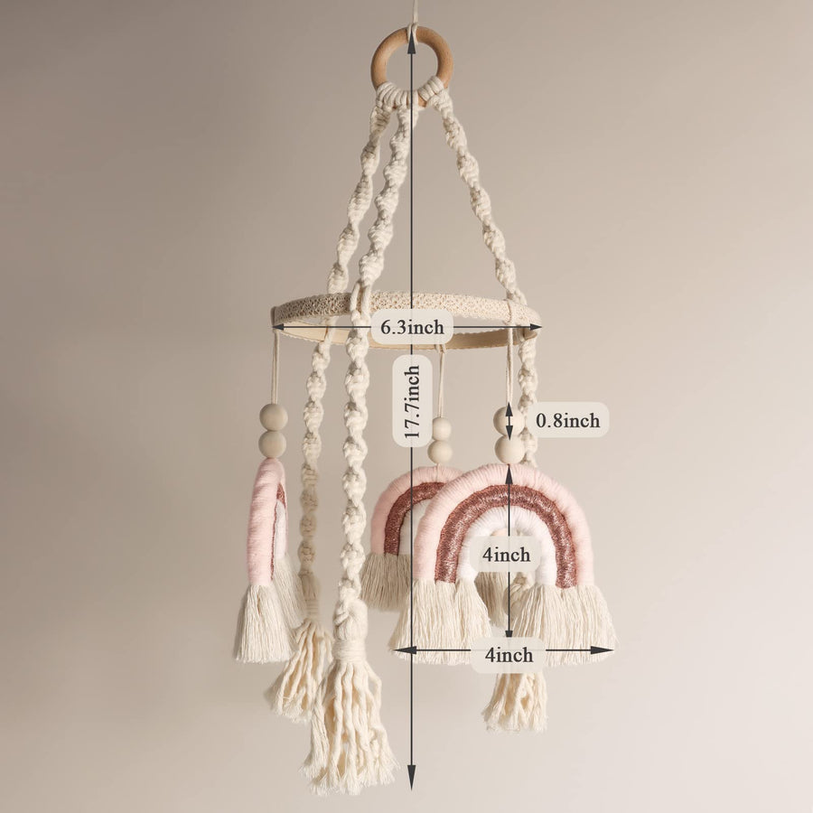 Neutral Baby Crib Mobile Nursery  Macrame Rainbow Baby