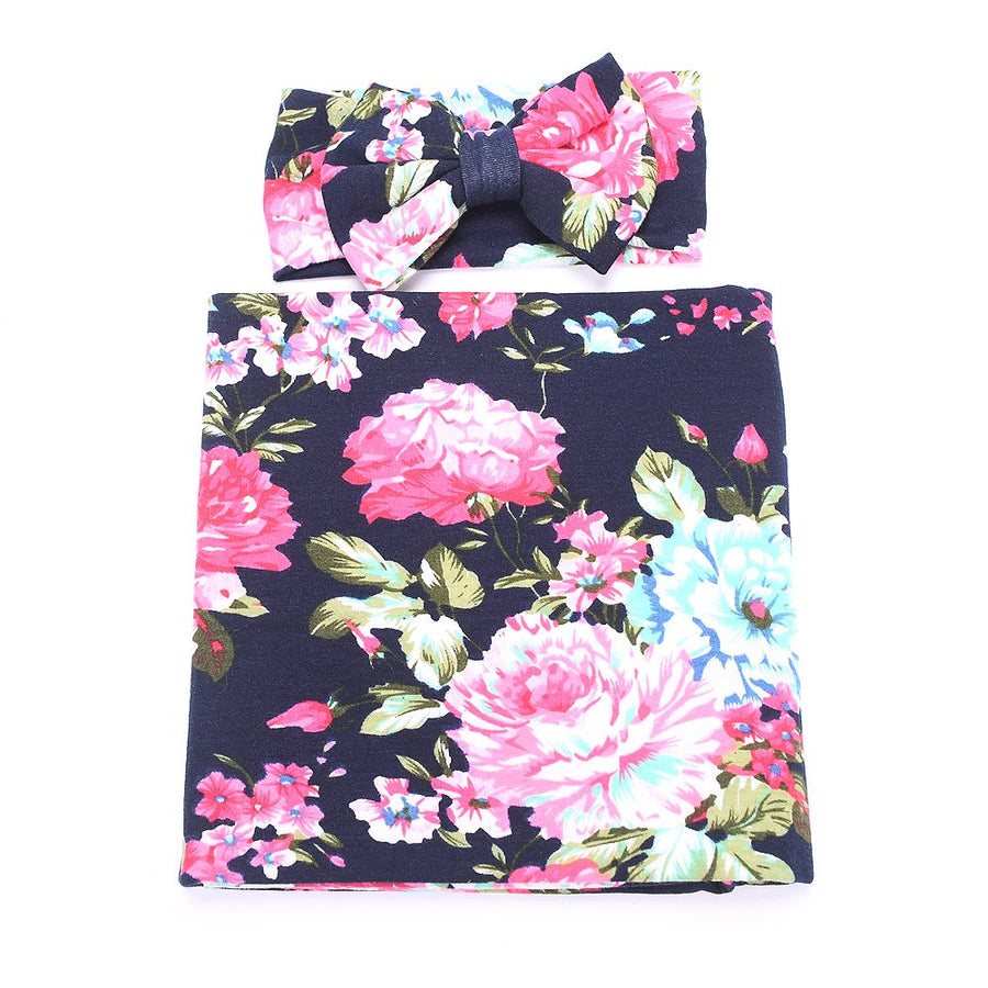 Newborn Receiving Blanket Swaddle and Headband Set