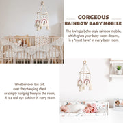 Neutral Baby Crib Mobile Nursery  Macrame Rainbow Baby