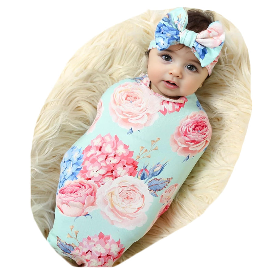Newborn Receiving Blanket Swaddle and Headband Set