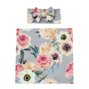 Newborn Receiving Blanket Swaddle and Headband Set
