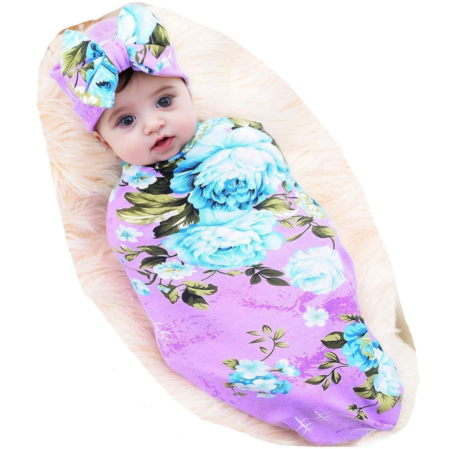 Newborn Receiving Blanket Swaddle and Headband Set