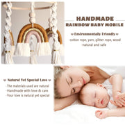 Neutral Baby Crib Mobile Nursery  Macrame Rainbow Baby