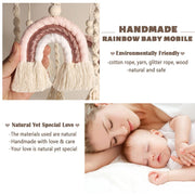 Neutral Baby Crib Mobile Nursery  Macrame Rainbow Baby