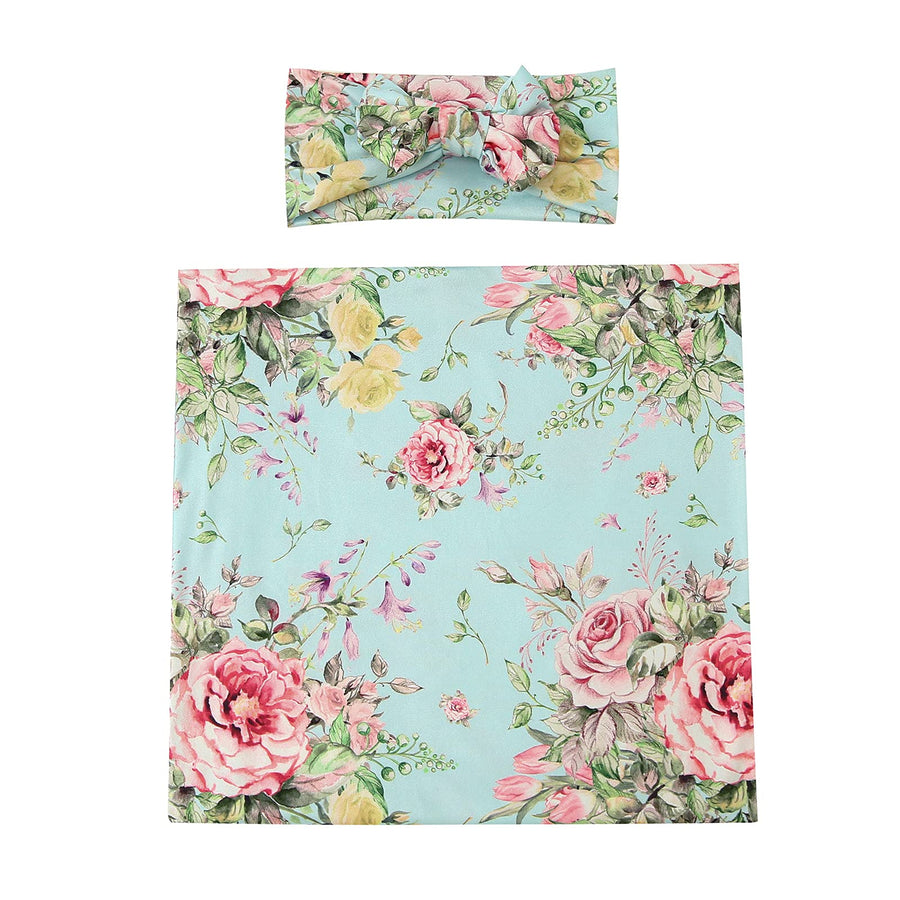 Newborn Receiving Blanket Swaddle and Headband Set