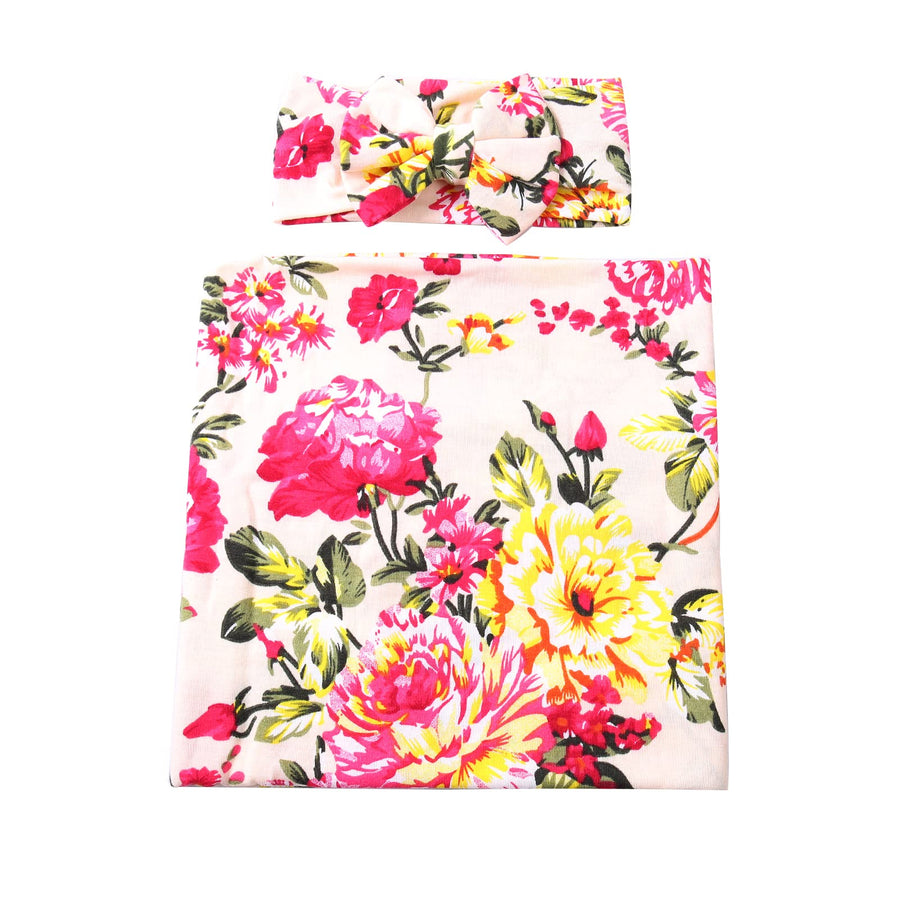 Newborn Receiving Blanket Swaddle and Headband Set