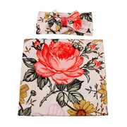 Newborn Receiving Blanket Swaddle and Headband Set