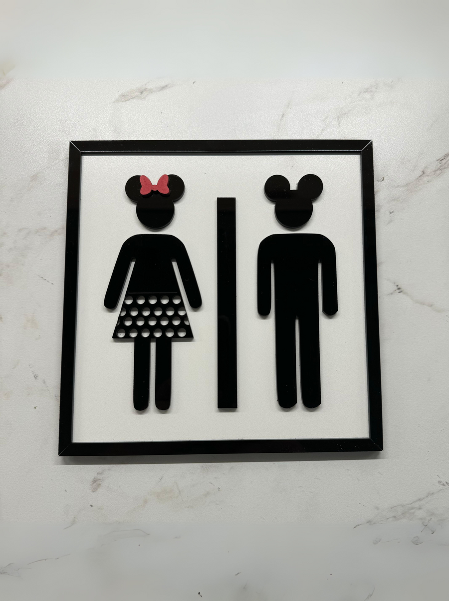 Bathroom SignsAdd a touch of magic to your restroom with this charming set of Disney home decor signs. Crafted with love, each sign features iconic Disney characters in classic blBathroom Signs