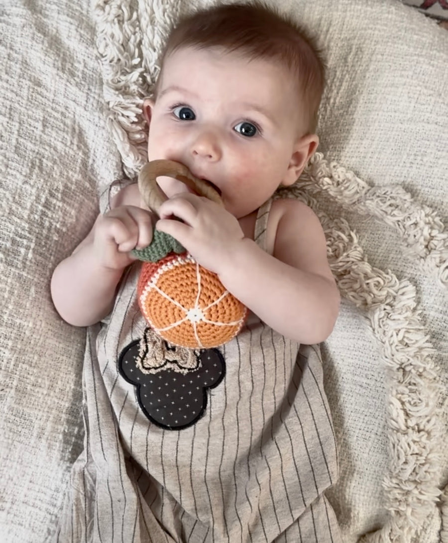 Baby Girl Linen Striped Minnie Mouse Boho Romper