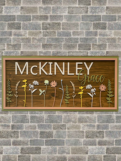 Wildflower Nursery SignThis adorable wood nursery sign would be a perfect addition to any little one’s room. 

This personalized sign is solid wood. 
3 sizes available -
12”x24 - Small
16xWildflower Nursery Sign