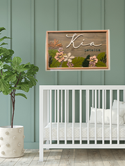 Hawaiian Floral Nursery SignThis adorable wood nursery sign would be a perfect addition to any little one’s room. 

This personalized sign is solid wood. 
3 sizes available -
12”x24 - Small
16xHawaiian Floral Nursery Sign