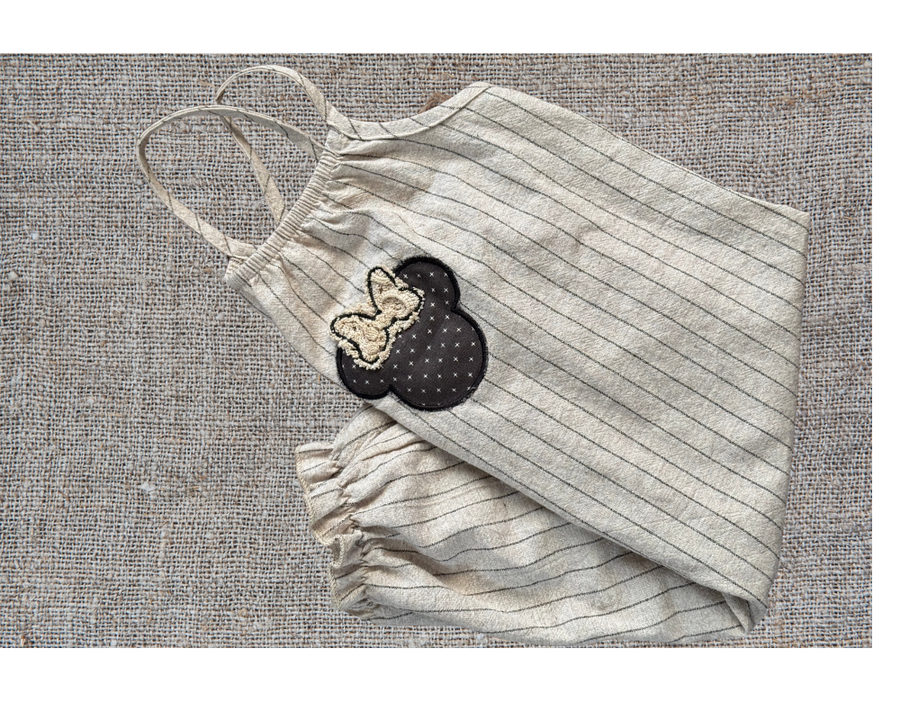Baby Girl Linen Striped Minnie Mouse Boho Romper