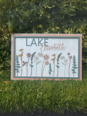 Wildflower Nursery SignThis adorable wood nursery sign would be a perfect addition to any little one’s room. 

This personalized sign is solid wood. 
3 sizes available -
12”x24 - Small
16xWildflower Nursery Sign