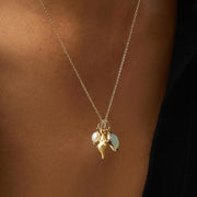 14K Gold-Plated Under the Sea Inspired Natural Crystal Conch Pendant Necklace