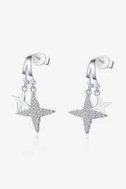 Moissanite Second Star to the Right Rhodium- Plated Drop Earrings

Style: Modern
Material: 925 sterling silver, Rhodium-plated, Moissanite
Care: Avoid wearing during exercise, as sweat will react with the jewelry to produce silverRhodium- Plated Drop Earrings