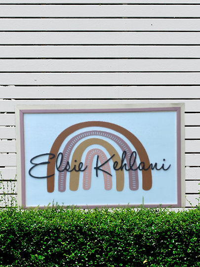 Boho Rainbow Nursery SignThis adorable Boho Rainbow wood nursery sign would be a perfect addition to any little one’s room. Great focal point for child’s space or play room
Personalized withBoho Rainbow Nursery Sign