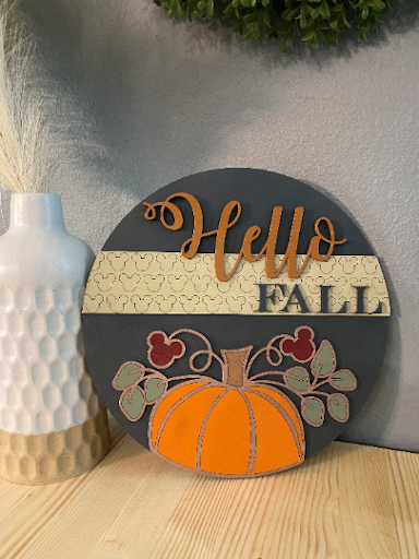 Hello Fall SignDisney-Inspired Round Home Fall Decor - Solid Wood - 12 Inches Wide

Add a touch of Disney magic to your fall decor with this enchanting round home sign. HandcraftedFall Sign