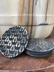 Star Wars CoastersThis set of 4 coasters is perfect that Star Wars fan that loves to add touches of Star Wars to their home. 

Solid wood 4” coaster is etched, painted and distressed.Star Wars Coasters