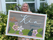 Hawaiian Floral Nursery SignThis adorable wood nursery sign would be a perfect addition to any little one’s room. 

This personalized sign is solid wood. 
3 sizes available -
12”x24 - Small
16xHawaiian Floral Nursery Sign